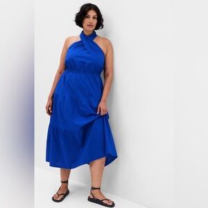Gap Halter Tiered Maxi Dress - Mosaic Blue